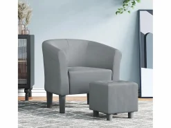 Discount Sillón de salón | Silla de relax con taburete tela claro SHL9830 Gris