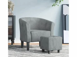 Sale Sillón de salón | Silla de relax con taburete terciopelo gris oscuro SHL5696 Sillón Estilo Cabriolet