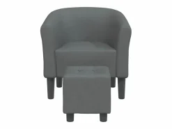 Sillón de salón | Silla de relax con taburete tela gris oscuro SHL7878