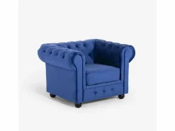 AHD Sillón de salón de estilo clásico Chesterfield de terciopelo Coventry - Marino