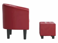 Best Sillón de salón diseño de cubo con reposapiés cuero sintético tinto SHL3561 Rojo
