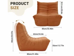 Clearance DripeX Sillón de sillón marrón en la oruga marrón - base profunda 62 cm - 80x85x84cm Marru00f3n