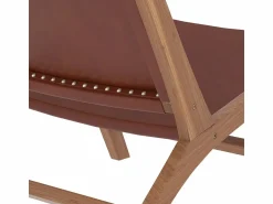 Rendez-Vous Déco Sillón de teca y cuero marrón liso - Kuna