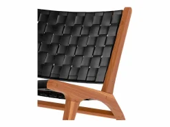 Hot Rendez-Vous Déco Sillón de teca y cuero tejido - Kuna Negro