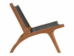 Hot Rendez-Vous Déco Sillón de teca y cuero tejido - Kuna Negro