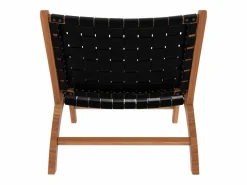 Hot Rendez-Vous Déco Sillón de teca y cuero tejido - Kuna Negro