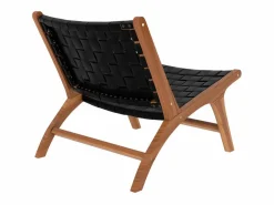Hot Rendez-Vous Déco Sillón de teca y cuero tejido - Kuna Negro