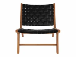 Hot Rendez-Vous Déco Sillón de teca y cuero tejido - Kuna Negro