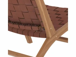 Rendez-Vous Déco Sillón de teca y cuero tejido marrón - Kuna