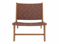 Rendez-Vous Déco Sillón de teca y cuero tejido marrón - Kuna
