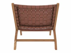 Rendez-Vous Déco Sillón de teca y cuero tejido marrón - Kuna