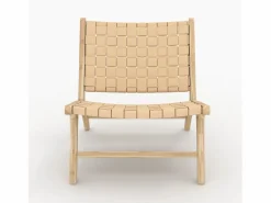 Discount Sillón de teca y cuero trenzado - Kuna Sillón De Piel