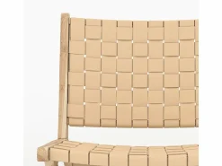 Discount Sillón de teca y cuero trenzado - Kuna Sillón De Piel