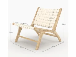 Rendez-Vous Déco Sillón de teca y cuero trenzado - Kuna