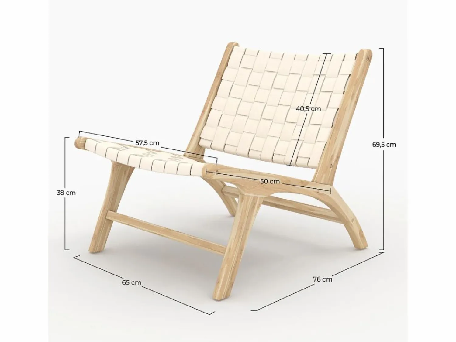 Rendez-Vous Déco Sillón de teca y cuero trenzado - Kuna
