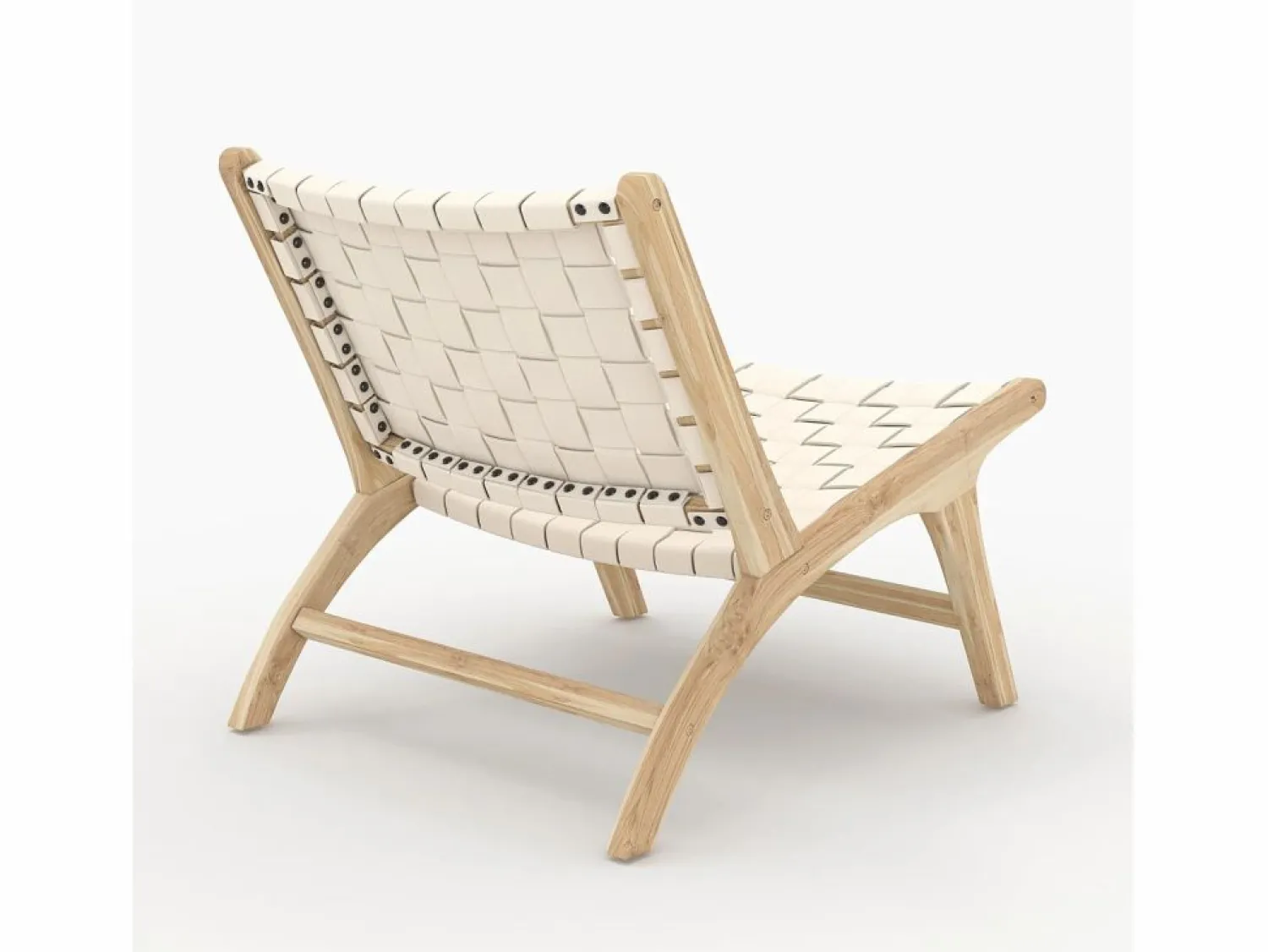 Rendez-Vous Déco Sillón de teca y cuero trenzado - Kuna