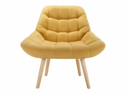 Discount Sillón de tela amarillo estilo escandinavo capitoné LUOSTO Sillón Escandinavo
