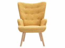 Best Vente-unique Sillón de tela mostaza capitoné. Estilo escandinavo. VATELY Amarillo