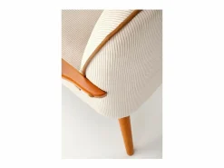 Discount MSO Sillón de tela con patas de madera de nogal GAEL Beige