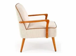 Discount MSO Sillón de tela con patas de madera de nogal GAEL Beige