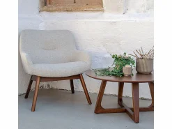 Best Sillón de tela de arena con pies de nogal Sillón Escandinavo