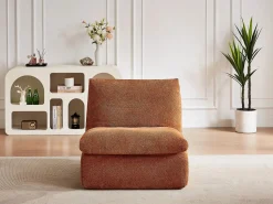 New Vente-unique Sillón de tela texturizada color LOLEVA Terracota