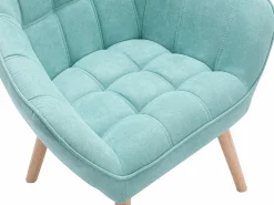 Sale Vente-unique Sillón de tela verde agua acolchado. Estilo escandinavo. CASERTA Verde almendra