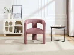 Vente-unique Sillón de tendencia en tela texturizada color rojo FAVINA