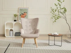 Vente-unique Sillón de terciopelo capitoné. Estilo escandinavo. VATELY