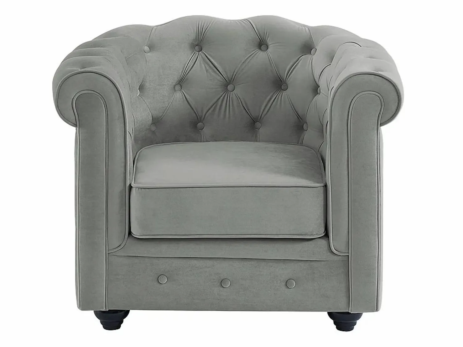 Discount Vente-unique Sillón de terciopelo color gris plata CHESTERFIELD Gris claro