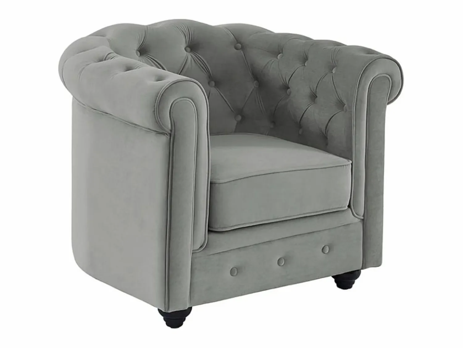 Discount Vente-unique Sillón de terciopelo color gris plata CHESTERFIELD Gris claro