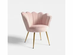 AHD Sillón de terciopelo elegante con patas doradas Nivara -