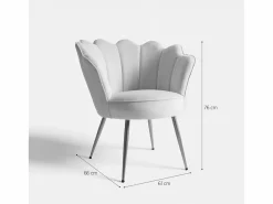 AHD Sillón de terciopelo elegante con patas doradas Nivara -