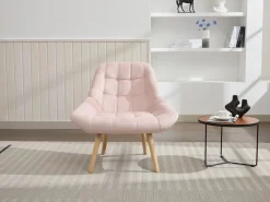 Discount Vente-unique Sillón de terciopelo estilo escandinavo capitoné LUOSTO Rosa