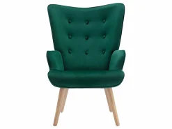 New Sillón de terciopelo verde capitoné. Estilo escandinavo. VATELY Sillón|Sillón Escandinavo