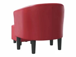 vidaxl Sillón diseño de cubo con reposapiés cuero sintético tinto