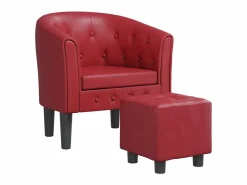 Online Sillón diseño de cubo con reposapiés cuero sintético tinto ES63259 Rojo