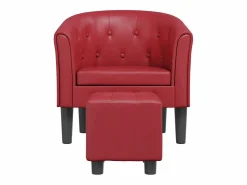 Online Sillón diseño de cubo con reposapiés cuero sintético tinto Sillón Estilo Cabriolet