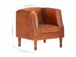 Online Sillón diseño de cubo cuero de cabra auténtico marrón Sillón|Sillón De Piel