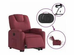vidaxl Sillón eléctrico reclinable elevable de tela tinto