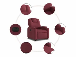 vidaxl Sillón eléctrico reclinable elevable de tela tinto