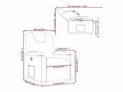 New vidaxl Sillón eléctrico reclinable elevable de tela color Crema