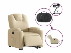 New vidaxl Sillón eléctrico reclinable elevable de tela color Crema