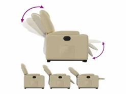 New vidaxl Sillón eléctrico reclinable elevable de tela color Crema
