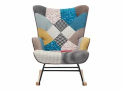Vente-unique Sillón Elmina en tejido jaspeado patchwork con patas mecedoras