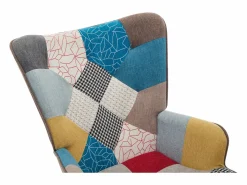 Vente-unique Sillón Elmina en tejido jaspeado patchwork con patas mecedoras