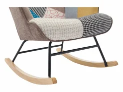 Vente-unique Sillón Elmina en tejido jaspeado patchwork con patas mecedoras