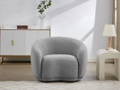Outlet Vente-unique Sillón en tela bouclé BOVANA de Pascal Morabito Gris