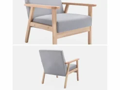 Sweeek Sillón estilo escandinavo de madera y tela