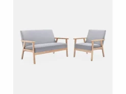 Sweeek Sillón estilo escandinavo de madera y tela